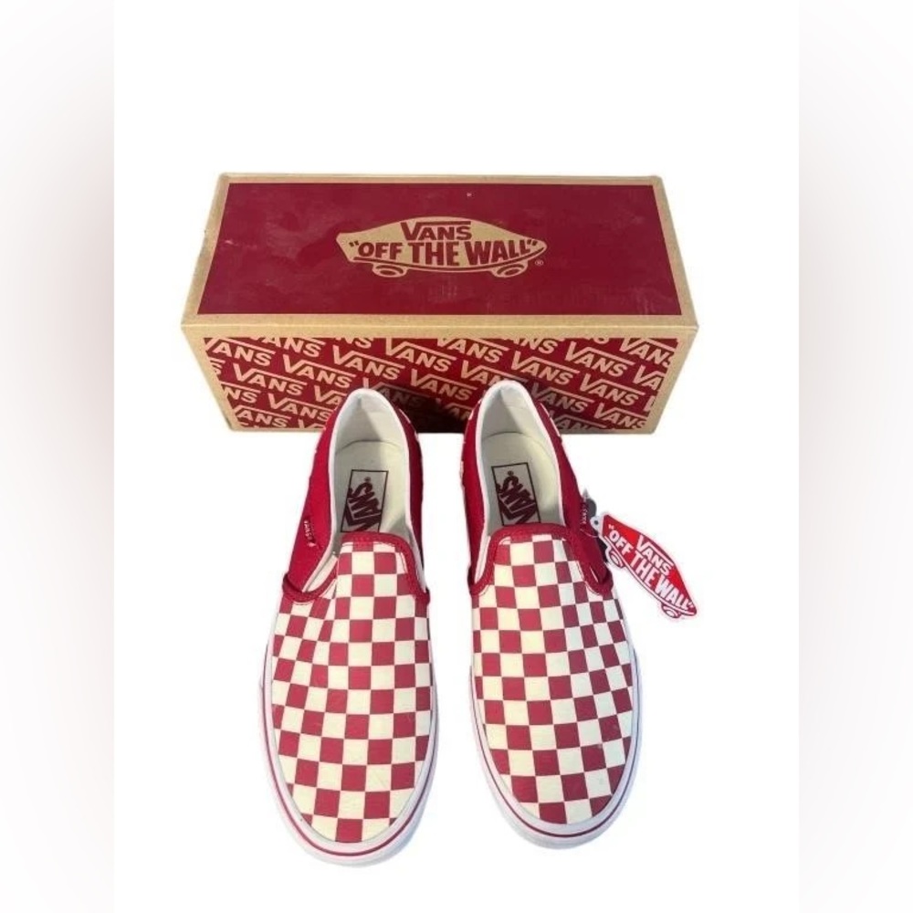 NIB Vans Asher Checkerboard Tango Red Sz 8